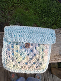 Handmade Granny square Clutch - Pale Blue and Multi color