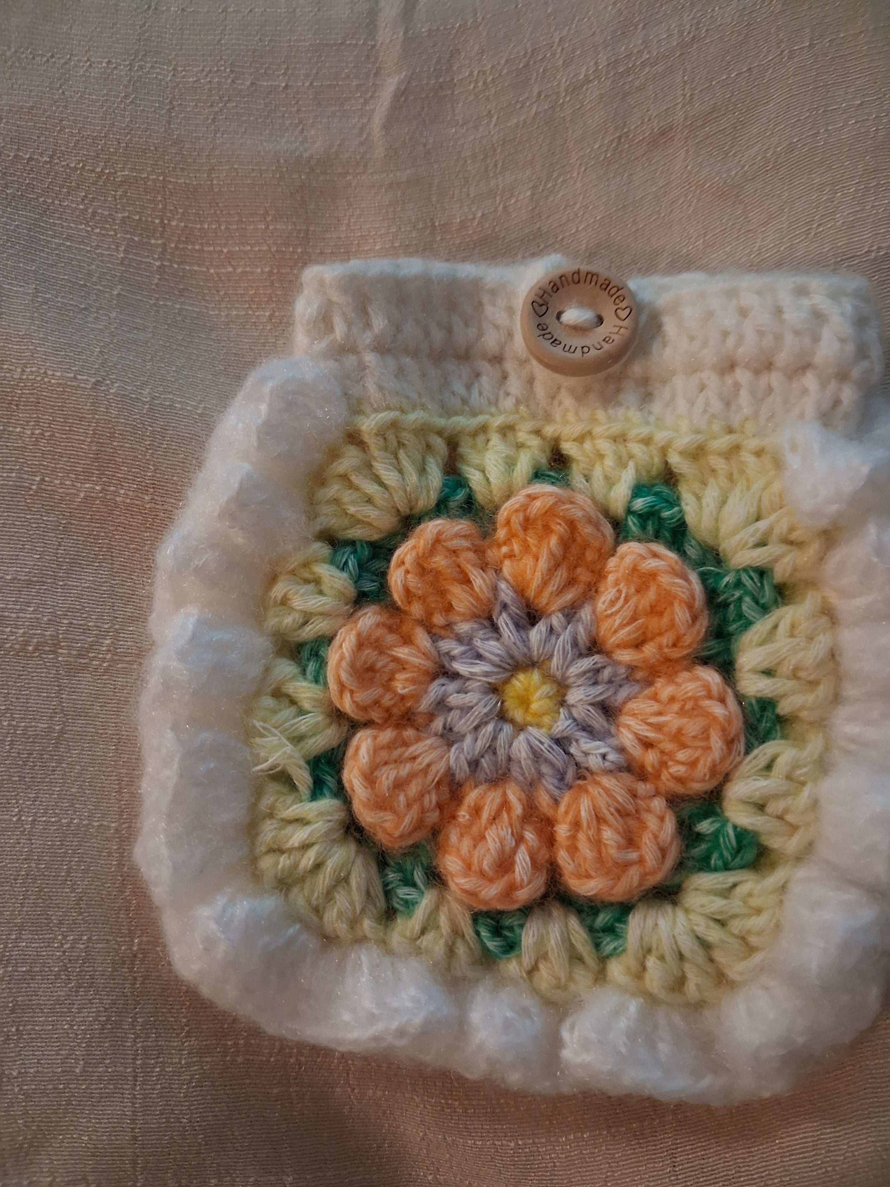 Flower Granny Square Coin Purse - Curated Handmade Mini Bag - Cottage Style"